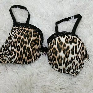Scandale Paris Leopard Print Push Up Bra NEW 34C